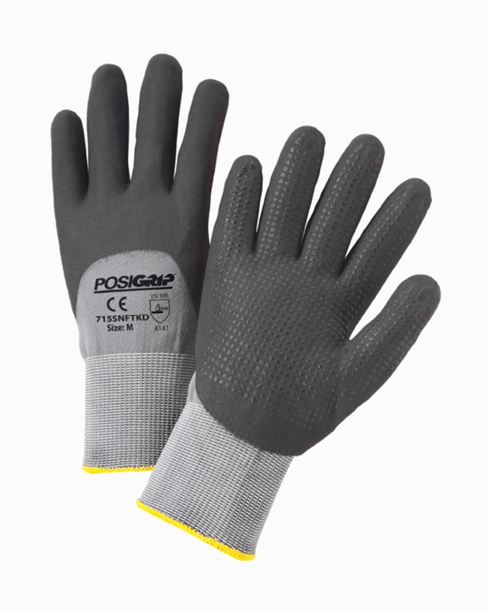 PIP XLarge PosiGrip 15 Gauge Black Nitrile Palm Finge PIP715SNFTKDXL for sale online at autumn supply