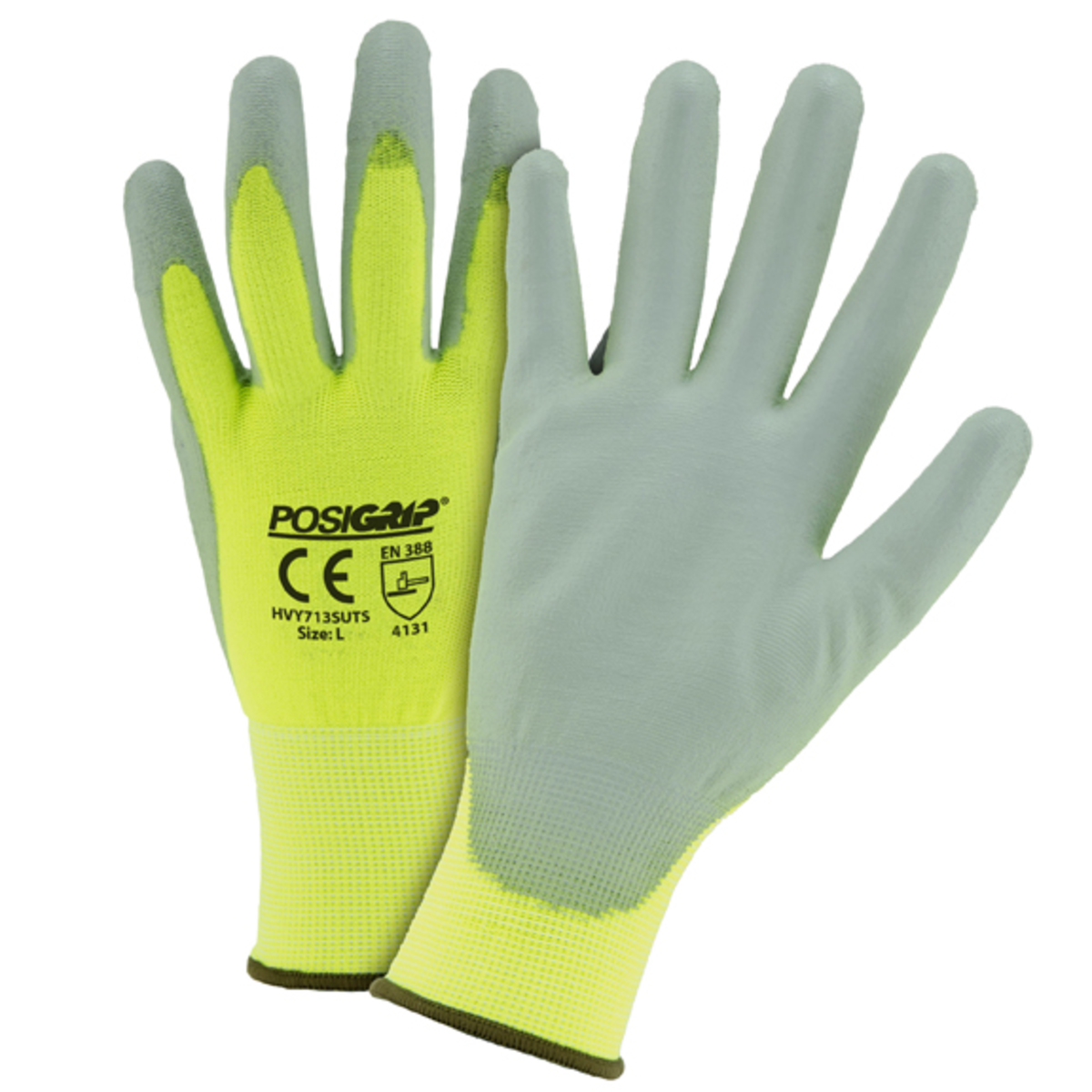 PIP® Medium PosiGrip® 13 Gauge Gray Polyurethane Palm And Finger Coated Work Gloves With Nylon Liner And Knit Wrist