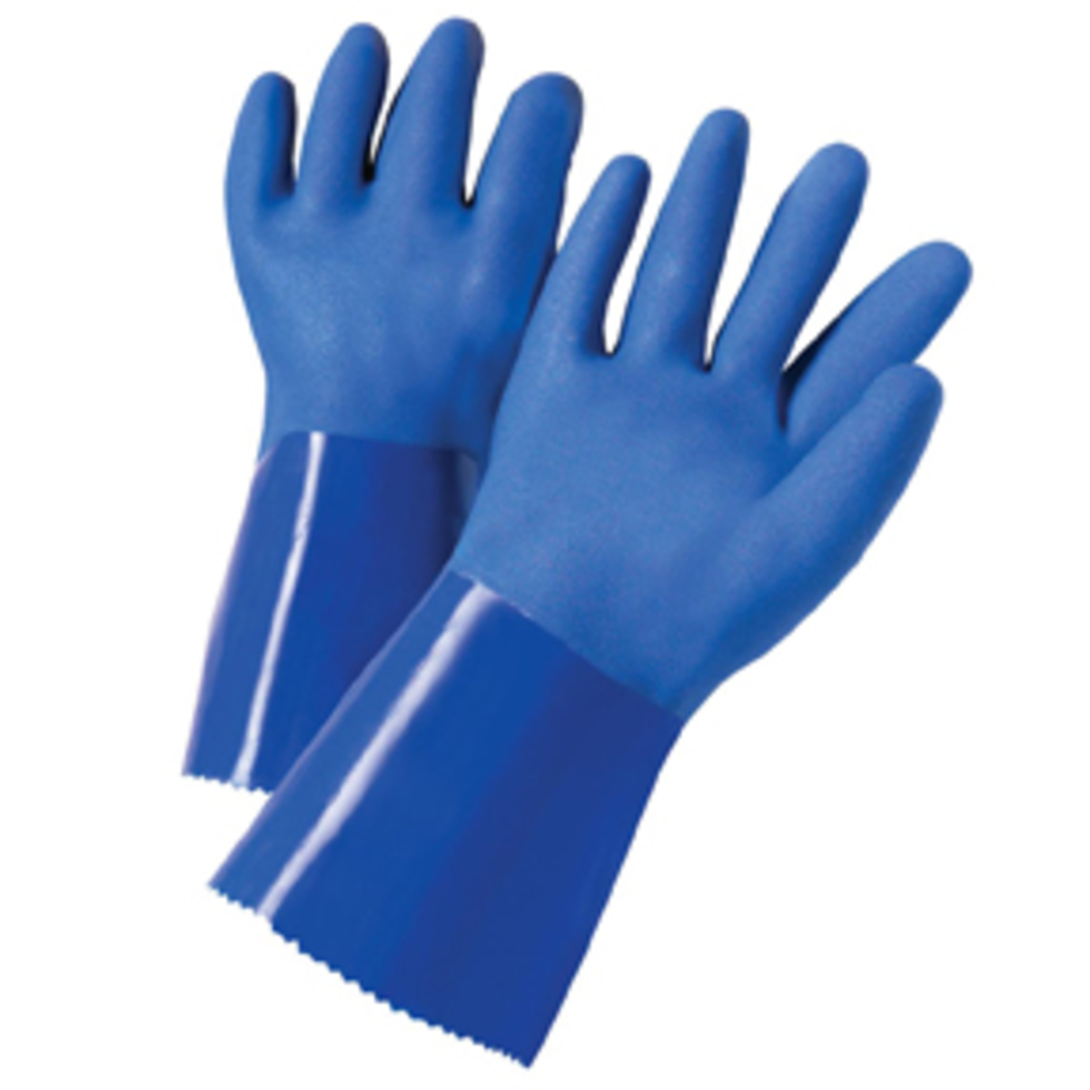 PIP® Large  Blue PVC Full Coated Work Gloves With PVC Liner And Gauntlet Cuff