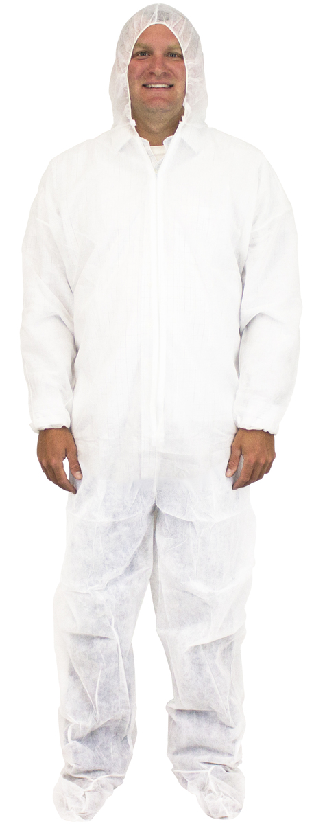 Safety Zone® Large White Polypropylene Disposable Coveralls (Availability restrictions apply.) Safety Zone® Large White Polypropylene Disposable Coveralls (Availability restrictions apply.)