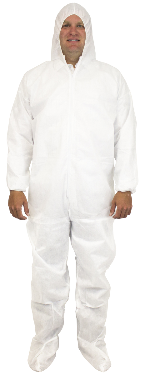Safety Zone® X-Large White Polypropylene Disposable Coveralls (Availability restrictions apply.) Safety Zone® X-Large White Polypropylene Disposable Coveralls (Availability restrictions apply.)