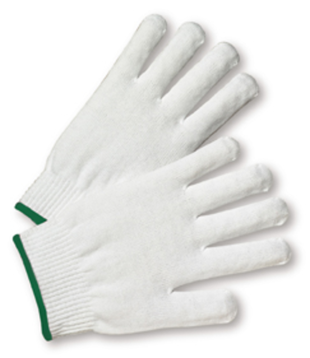 PIP® White Large Nylon General Purpose Gloves With Elastic Wrist