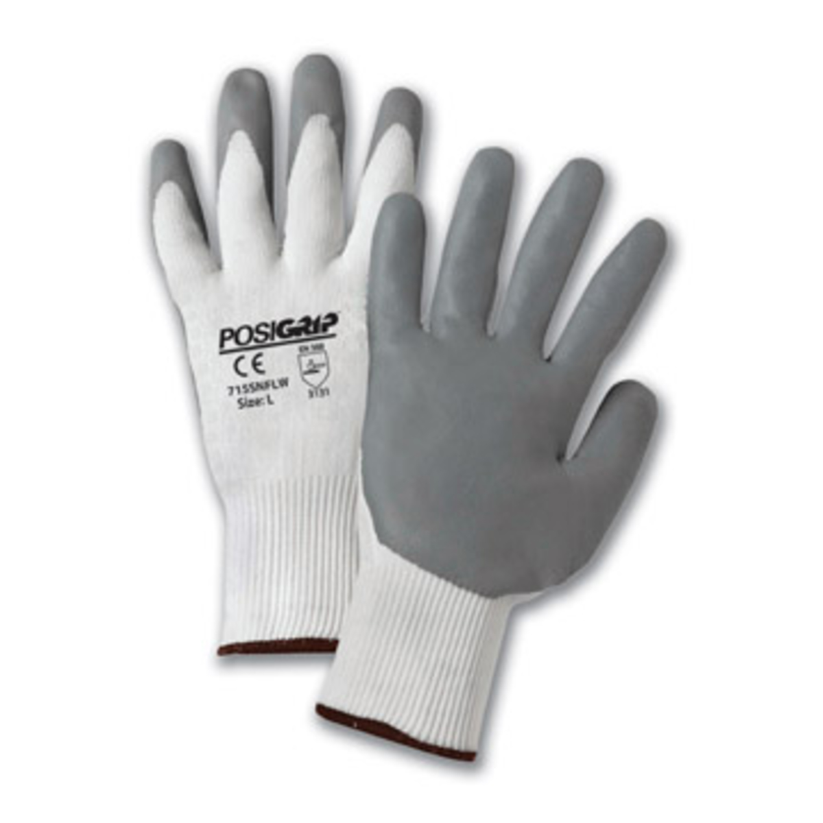 PIP® White/Gray Large Nylon And Nitrile General Purpose Gloves With Knit Wrist
