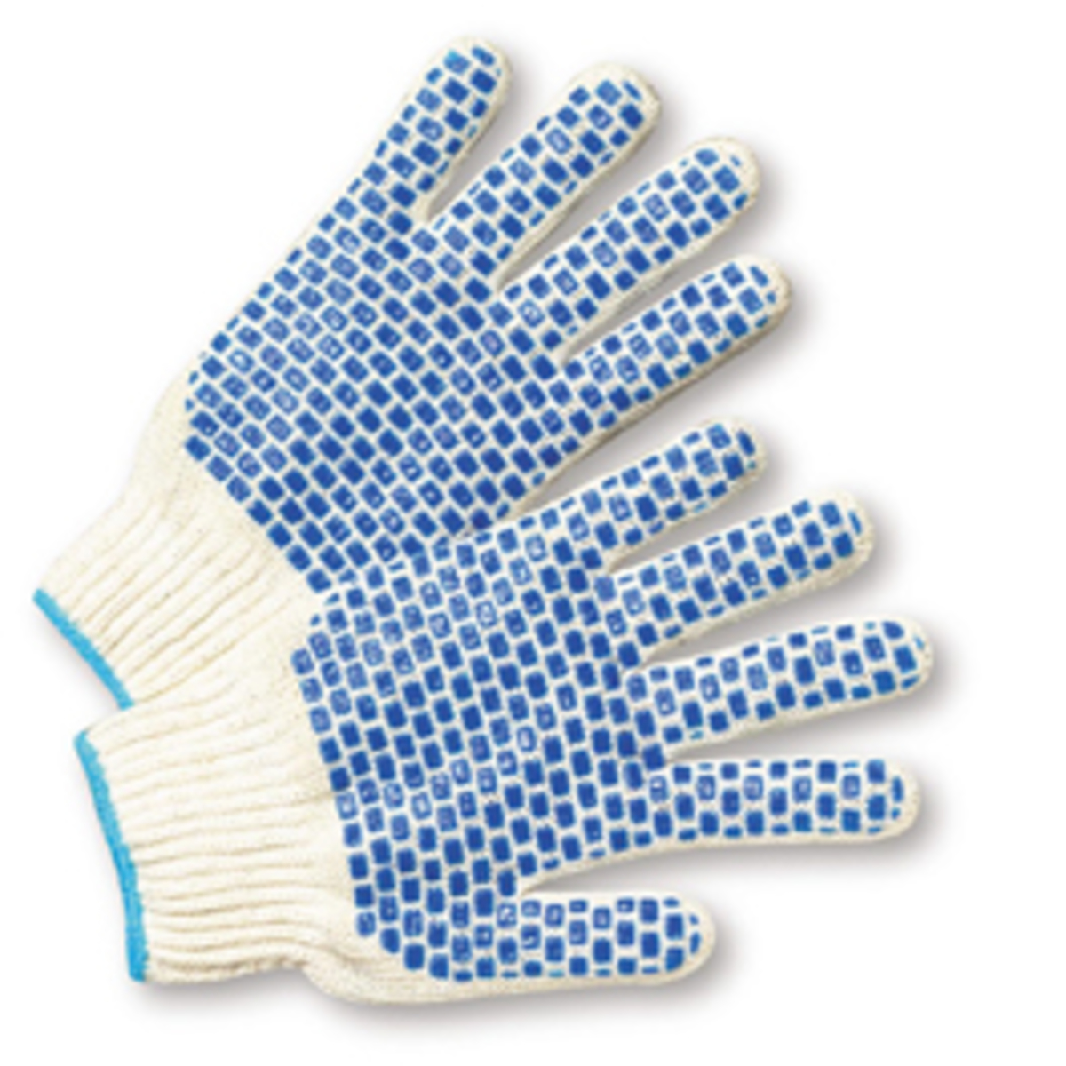 PIP® White/Blue Large Cotton And Polyester General Purpose Gloves With Knit Wrist