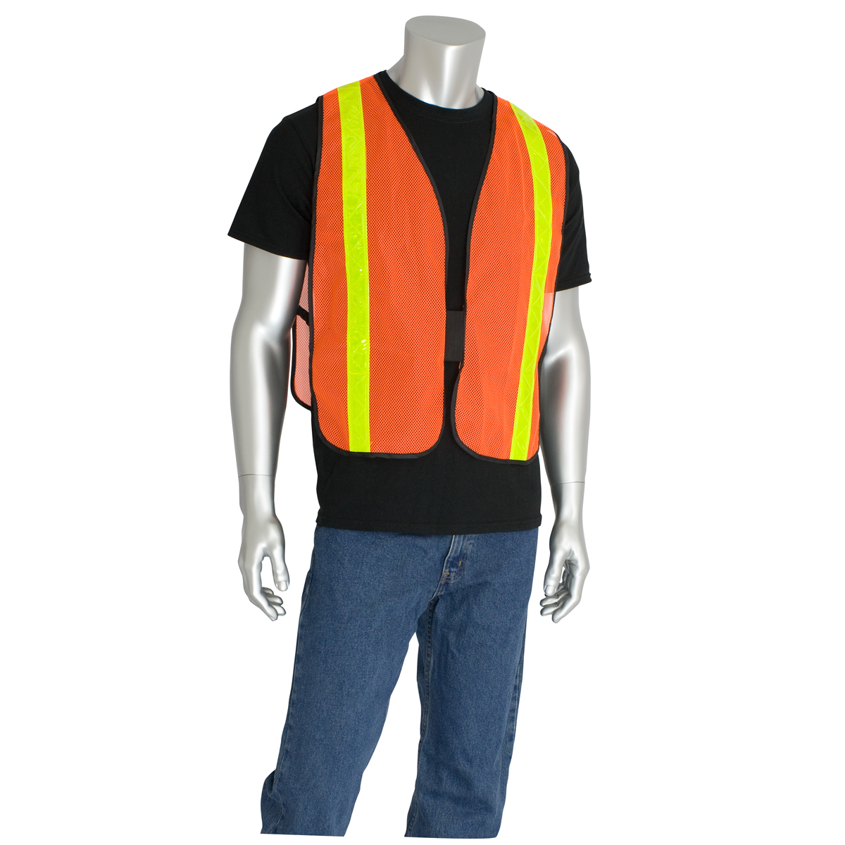 PIP® One Size Fits Most Hi-Vis Orange And Hi-Vis Yellow Mesh Safety Vest With Prismatic Tape