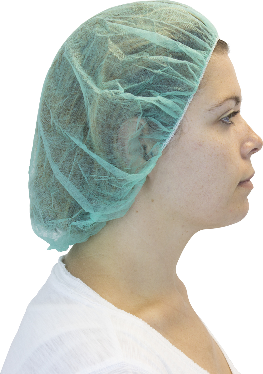 Safety Zone® 24' Green Non-Woven Polypropylene Serged Seam Bouffant Cap Safety Zone® 24' Green Non-Woven Polypropylene Serged Seam Bouffant Cap