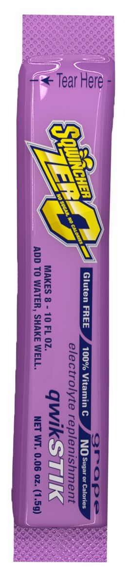 Sqwincher® .06 Ounce Grape Flavor Qwik Stik® ZERO Powder Mix Packet Sugar Free/Low Calorie Electrolyte Drink