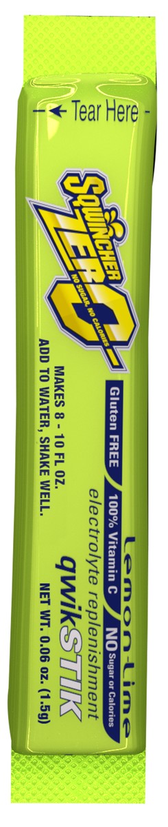 Sqwincher® .06 Ounce Lemon Lime Flavor Qwik Stik® ZERO Powder Mix Packet Sugar Free/Low Calorie Electrolyte Drink