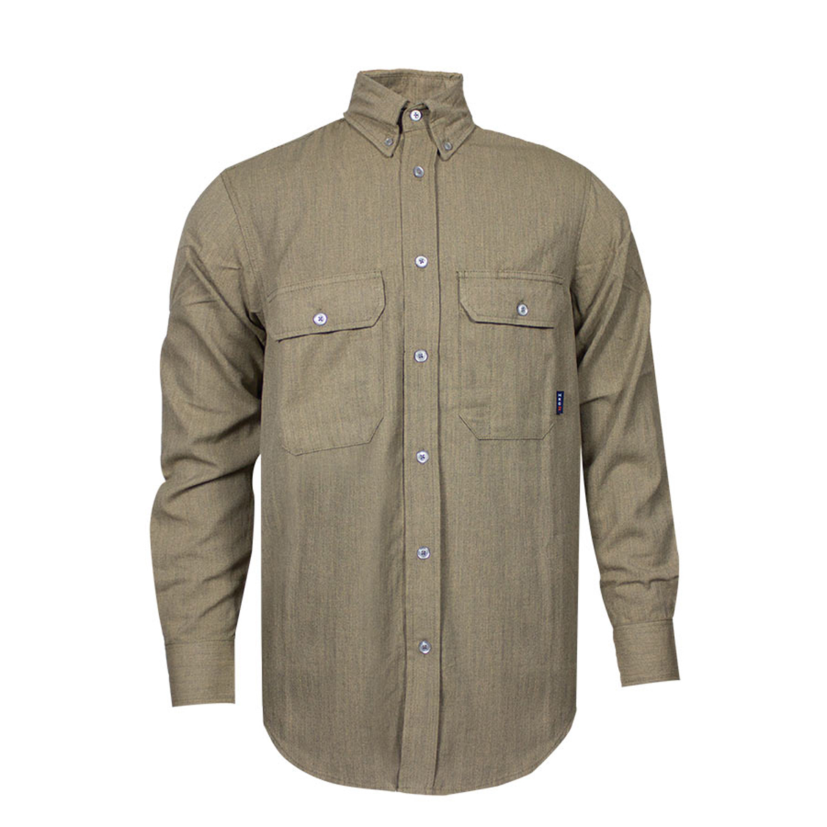 National Safety Apparel X-Large Long Tan TECGEN® CC™ OPF Blend Twill Flame Resistant Work Shirt With Button Front Closure