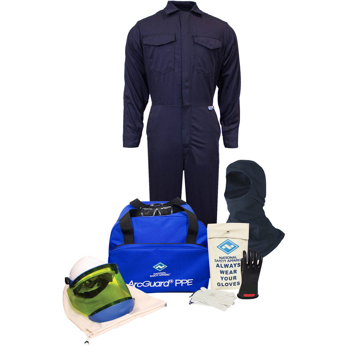 National Safety Apparel 3X Navy Westex UltraSoft® ArcGuard® Flame Resistant Arc Flash Personal Protective Equipment Kit With Siz National Safety Apparel 3X Navy Westex UltraSoft® ArcGuard® Flame Resistant Arc Flash Personal Protective Equipment Kit With Siz