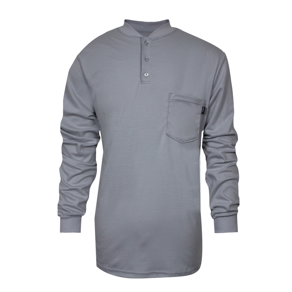 National Safety Apparel 2X Gray 100% FR Cotton Long Sleeve Flame Resistant Henley Shirt With Button Front Placket Closure National Safety Apparel 2X Gray 100% FR Cotton Long Sleeve Flame Resistant Henley Shirt With Button Front Placket Closure