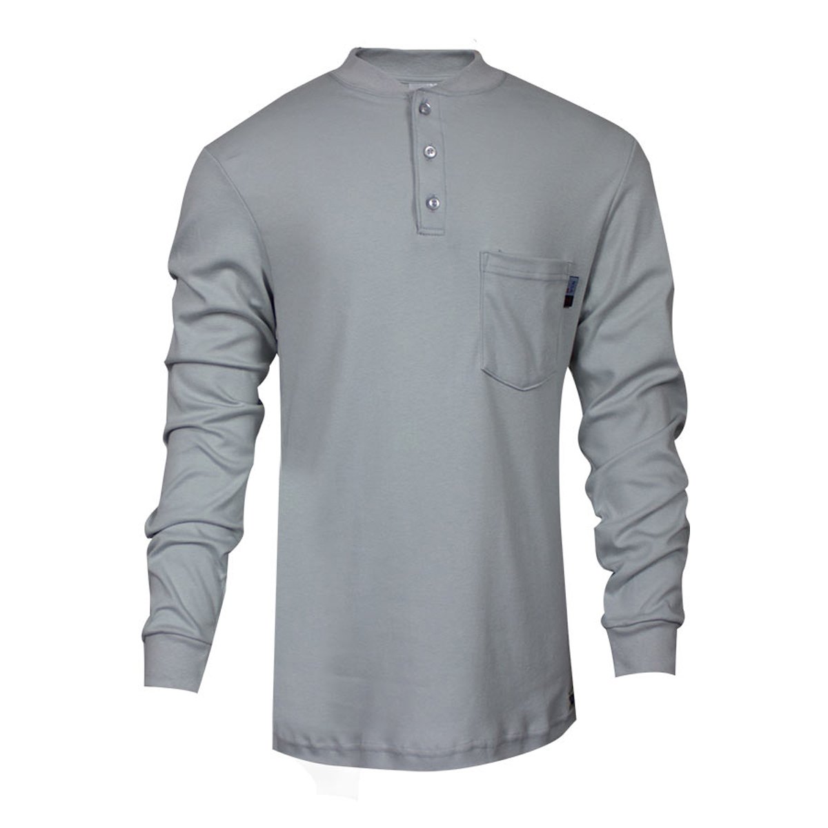 National Safety Apparel Large Gray FR Classic Cotton™ Long Sleeve Flame Resistant Henley Shirt With Button Front Placket Closure National Safety Apparel Large Gray FR Classic Cotton™ Long Sleeve Flame Resistant Henley Shirt With Button Front Placket Closure