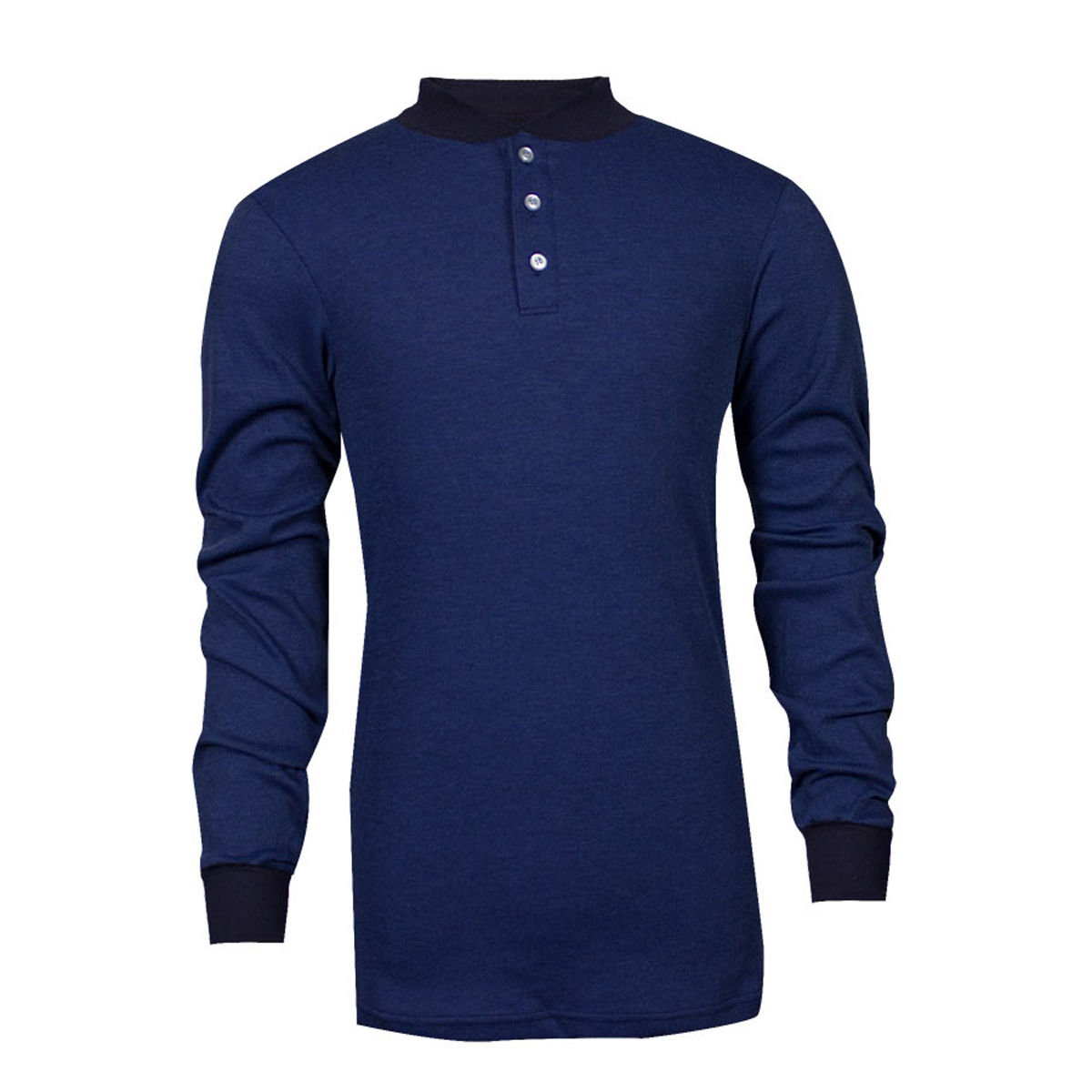 National Safety Apparel X-Large Royal Blue TECGEN® CC™ OPF Blend Knit Long Sleeve Flame Resistant Henley Shirt With Button Front