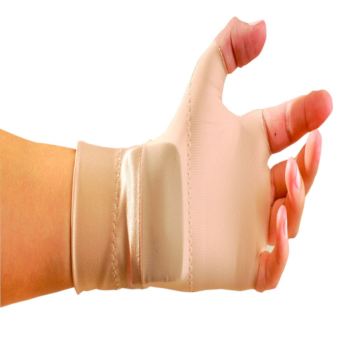 OccuNomix X-Small Beige OccuMitts® Plus Nylon/Spandex® Therapeutic Support Gloves