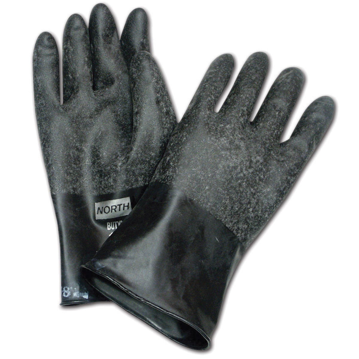 Honeywell Size 8 Black North® Butyl 13 mil Unsupported Butyl Chemical Resistant Gloves
