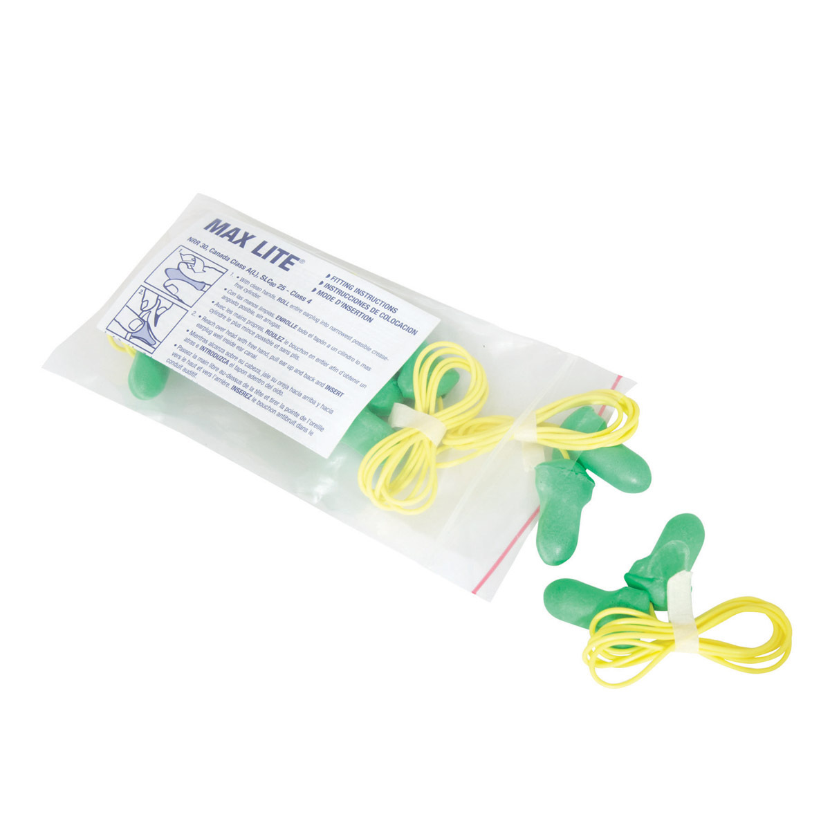 Honeywell Howard Leight®/Max-Lite® Contoured T-Shape Polyurethane Foam Corded Earplugs (Resealable Bag)