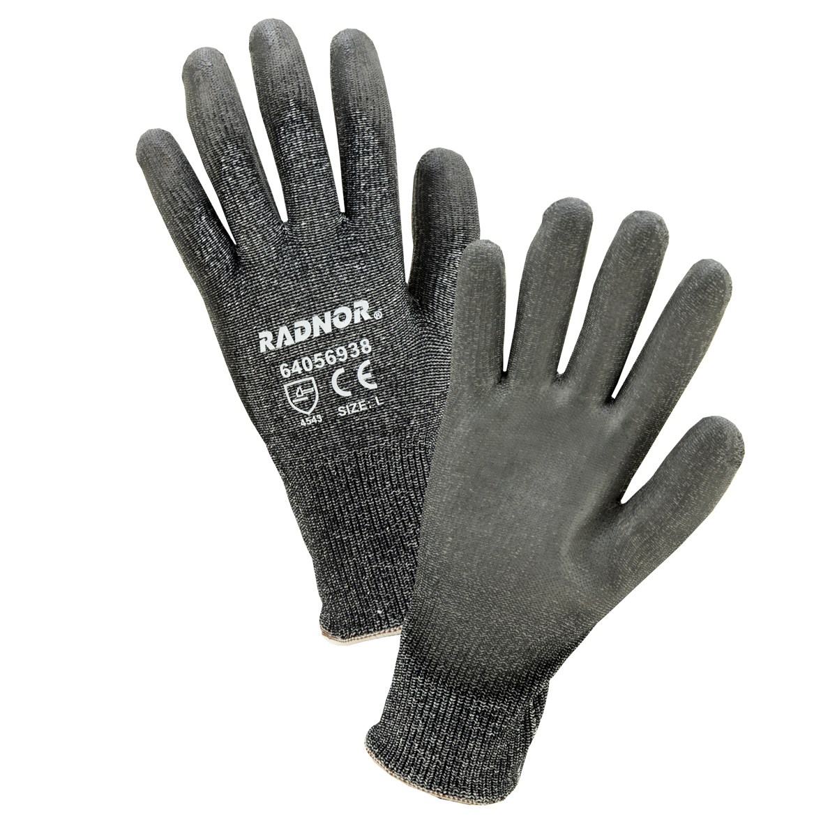 RADNOR® Large 13 Gauge Glass, High Performance Polyethylene And Nylon Cut Resistant Gloves With Polyurethane Coating