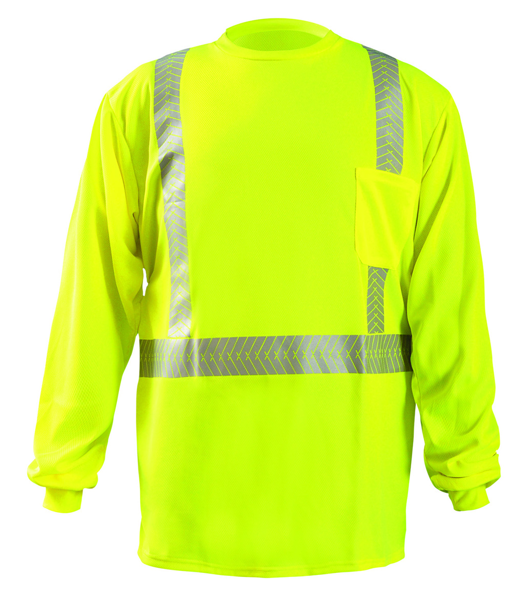 OccuNomix Medium Yellow Birdseye Wicking And Cooling Polyester Long Sleeve Segmented Tape T-Shirt