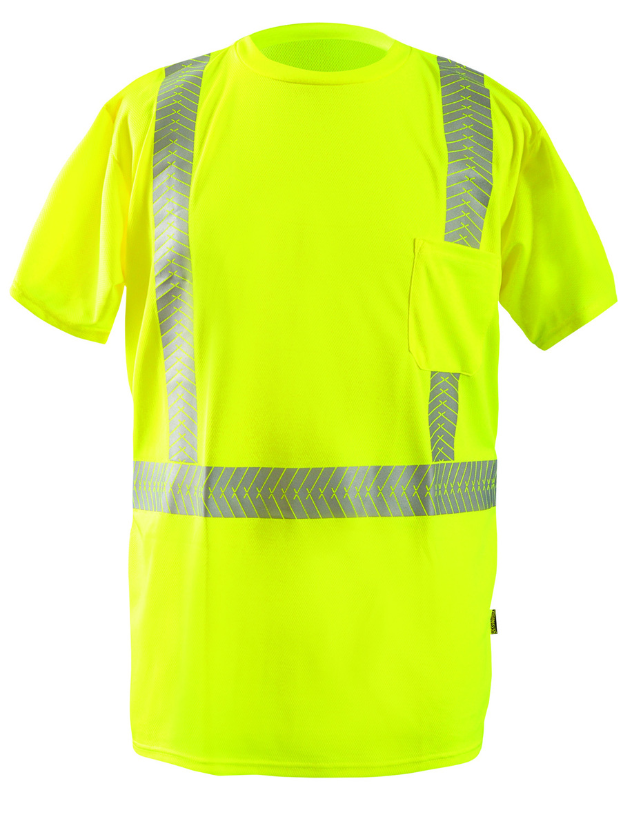 OccuNomix 3X Yellow Birdseye Wicking And Cooling Polyester Short Sleeve Segmented Tape T-Shirt