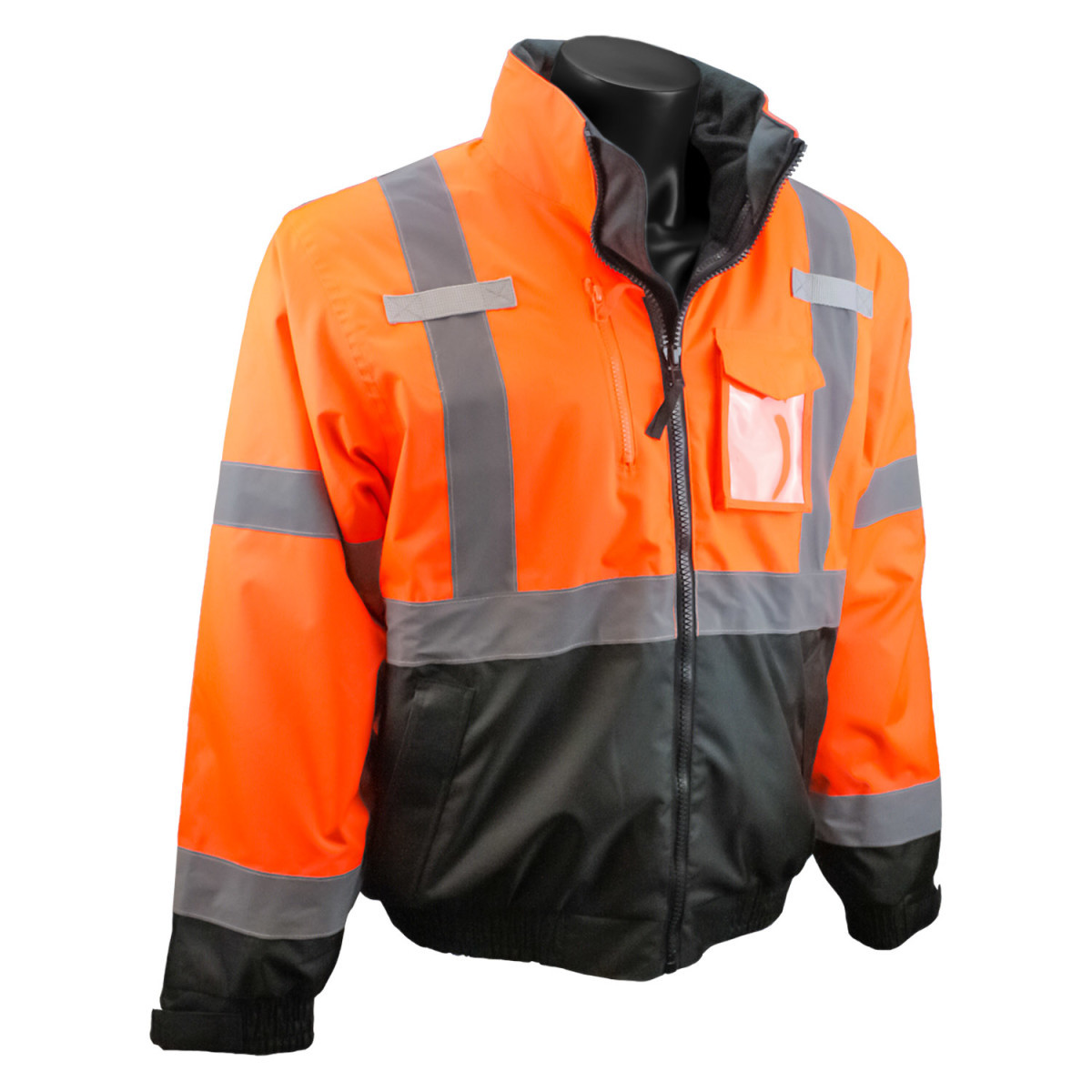 Radians, Inc. Large Hi-Viz Orange RadWear™ Water And Wind Resistant Polyester Oxford 3-in-1 Bomber Jacket Removable Liner