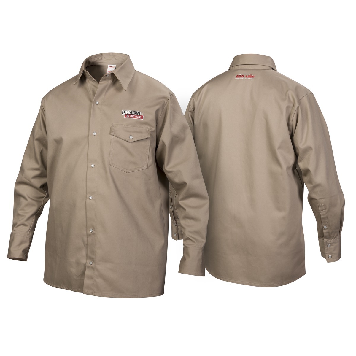 Lincoln Electric® Large Khaki 9 Ounce Cotton Flame Resistant Shirt With Button Closure And Chest Pocket