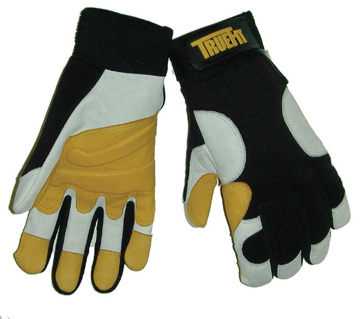 Tillman® Large Black, Pearl And Gold TrueFit™ Goatskin And Spandex® Full Finger Mechanics Gloves With Elastic/Hook And Loop Cuff
