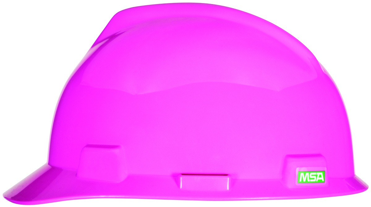 MSA Pink Polyethylene Cap Style Hard Hat With Ratchet/4 Point Ratchet Suspension