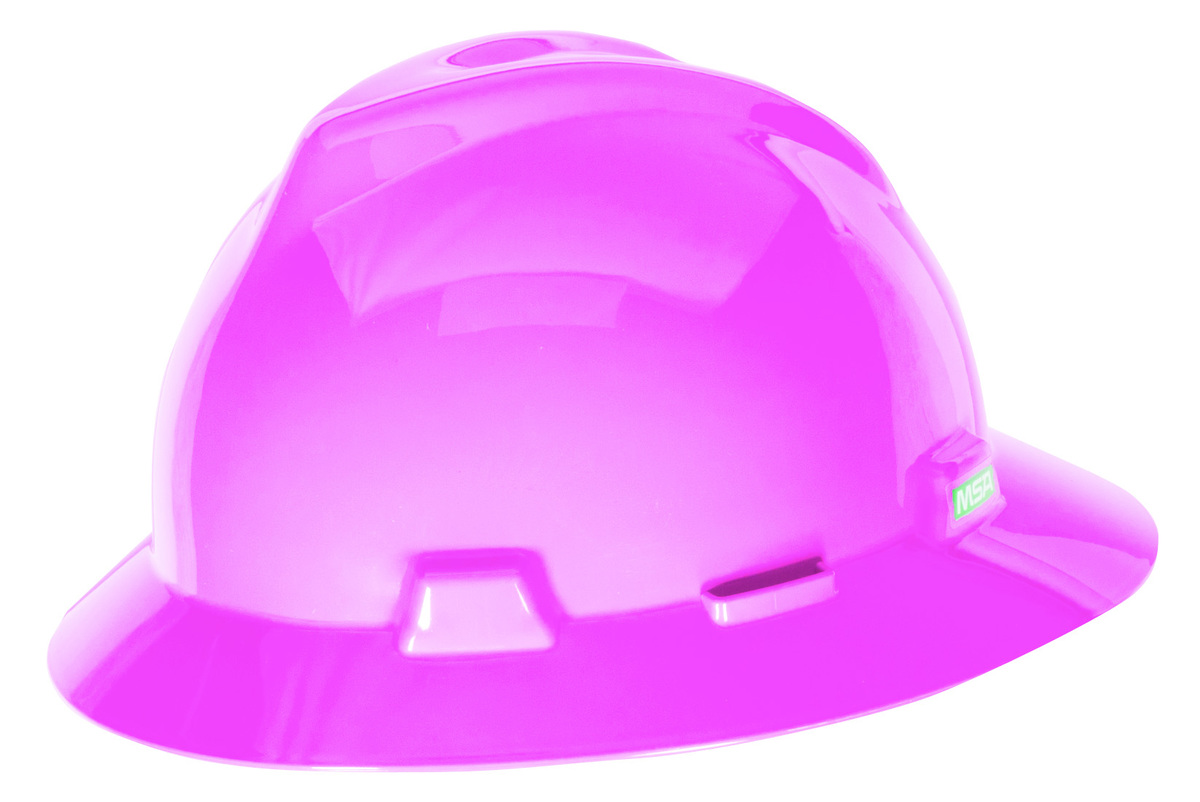 MSA Pink Polyethylene Full Brim Hard Hat With Ratchet MSA10156373 for sale online at autumn supply