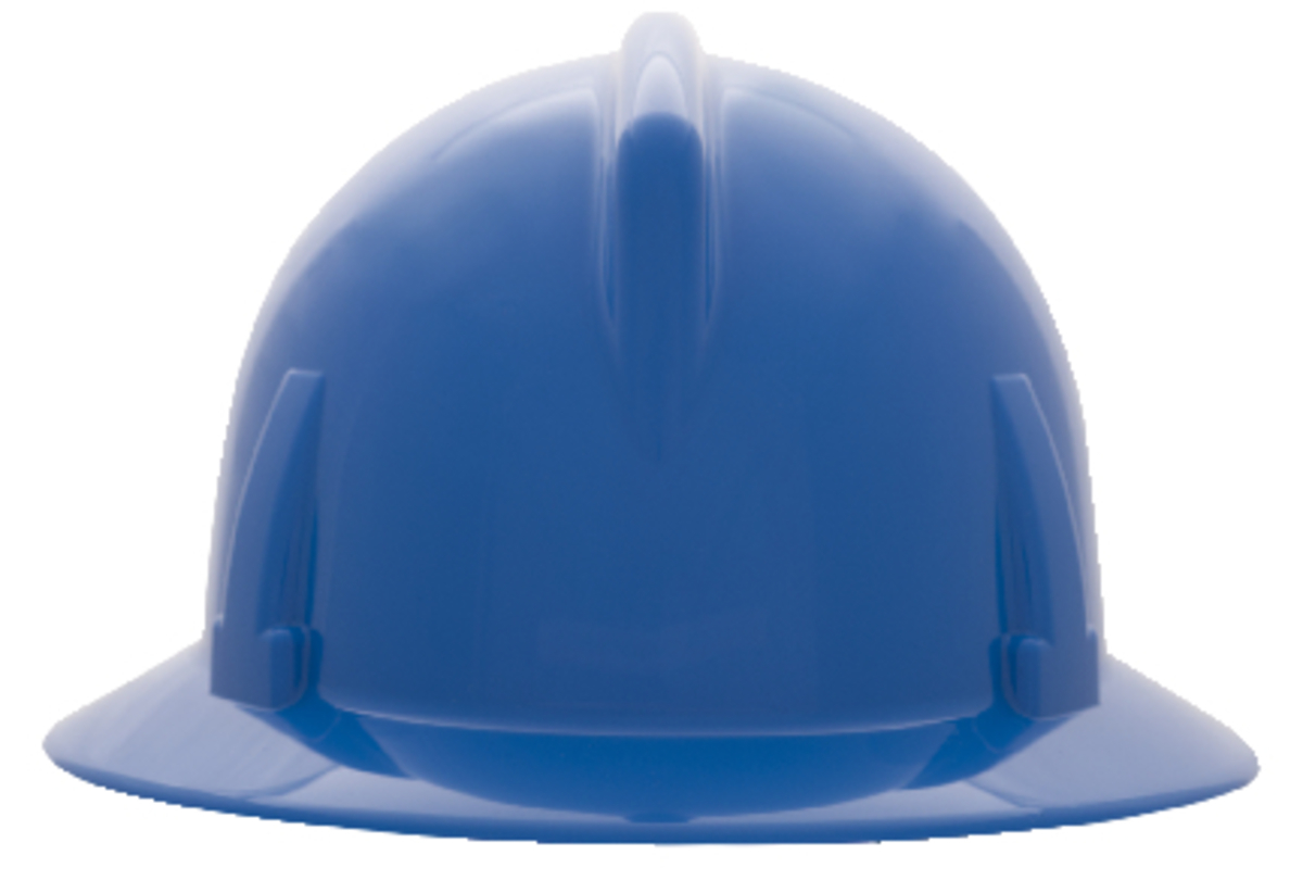 MSA Blue Polycarbonate Full Brim Hard Hat With Ratchet/4 Point Ratchet Suspension