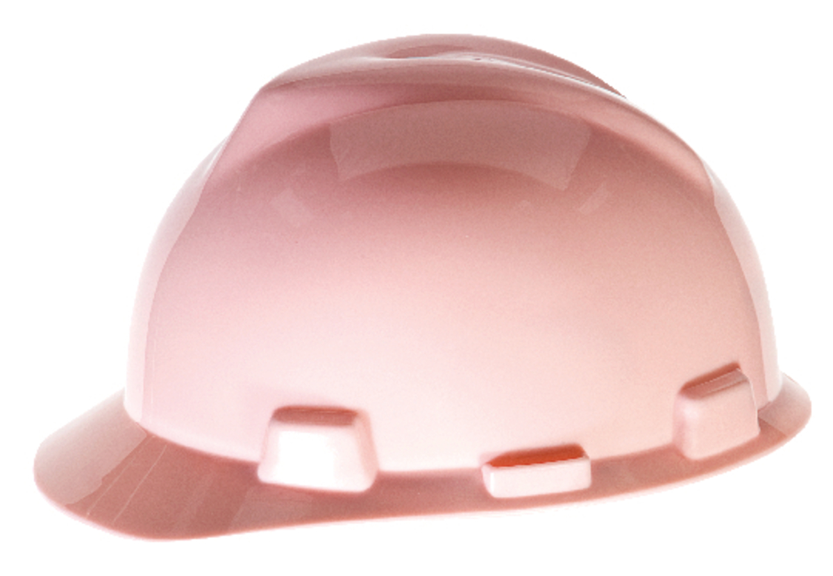 MSA Pink Polyethylene Cap Style Hard Hat With Ratchet/4 Point Ratchet Suspension