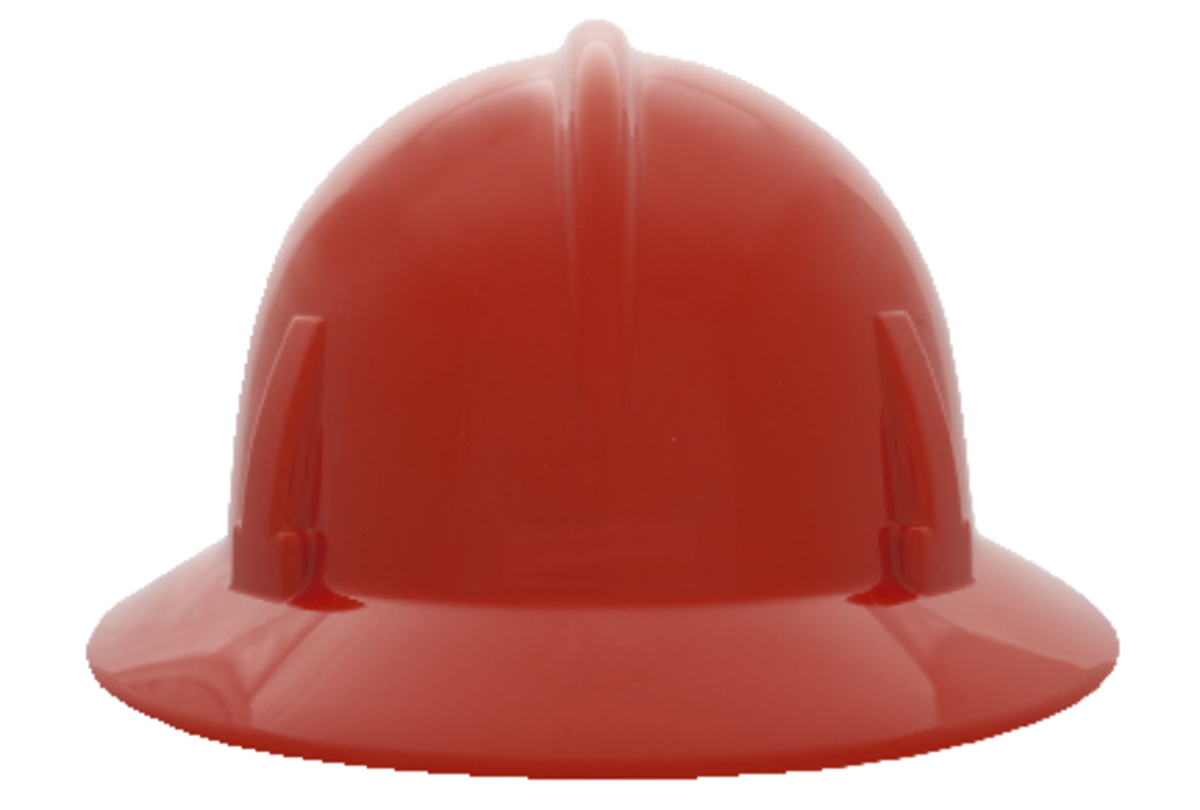 MSA Orange Polyethylene Full Brim Hard Hat With Ratchet/4 Point Ratchet Suspension