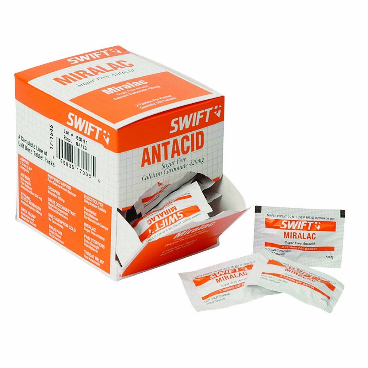 Honeywell Miralac Antacid Indigestion Tablets (2 Per Pack, 50 Packs Per Box)