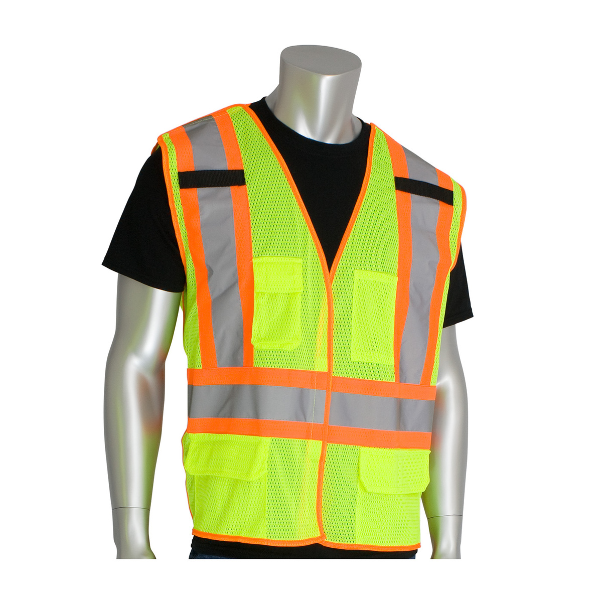 PIP® 3X Hi-Viz Yellow/Hi-Viz Orange Breathable Polyester/Mesh Two-Tone X-Back Breakaway Vest