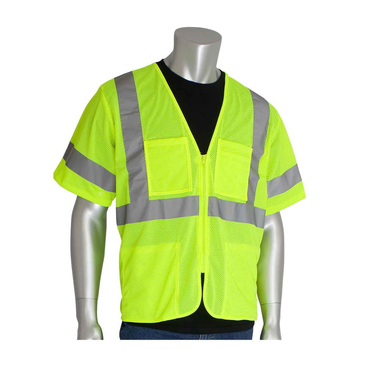 PIP® 3X Hi-Viz Yellow/Hi-Viz Orange Breathable Polyester/Mesh Two-Tone Value Vest