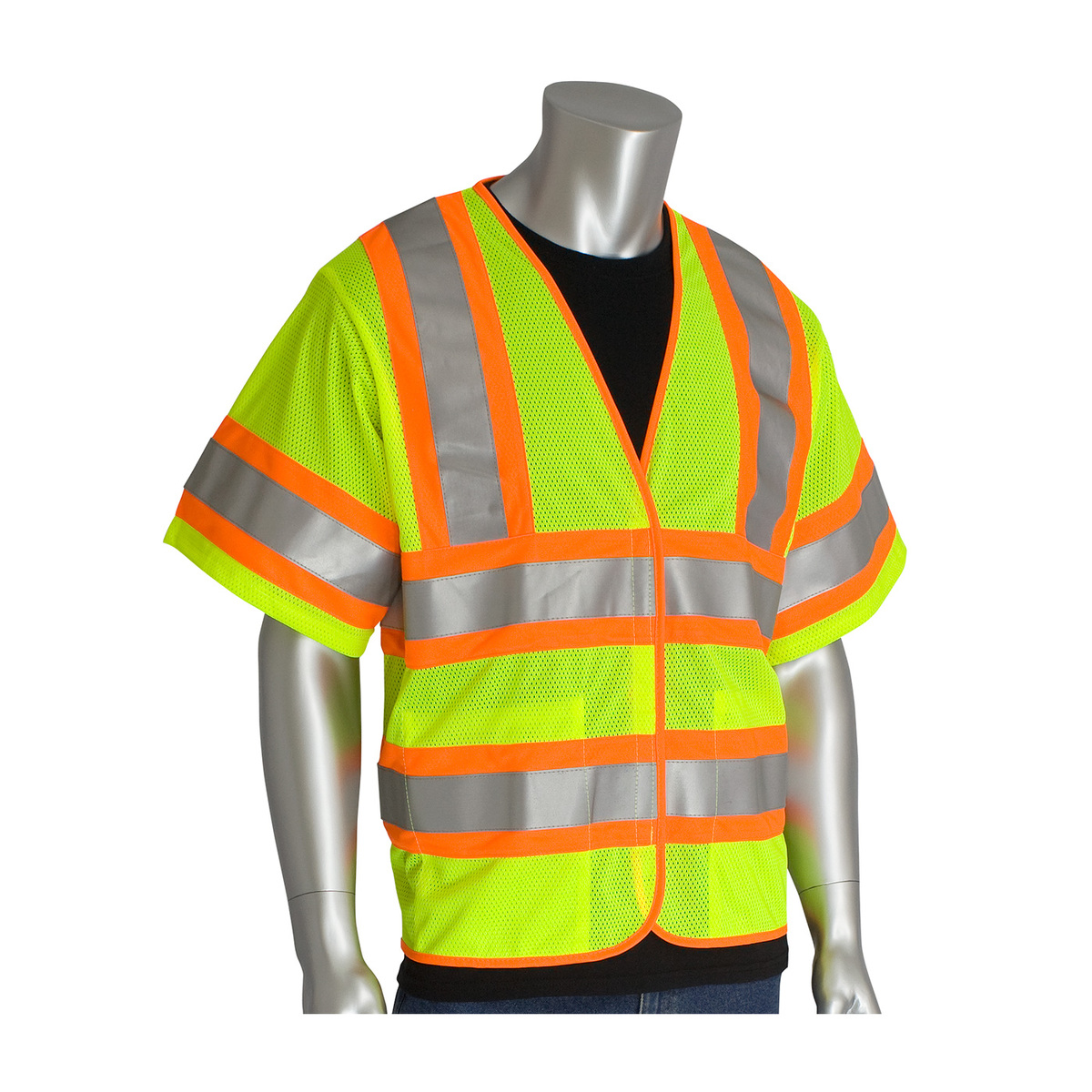 PIP® Large - X-Large/Large/X-Large Hi-Viz Yellow/Hi-Viz Orange Treated Polyester/Mesh FR Treated Two-Tone Vest