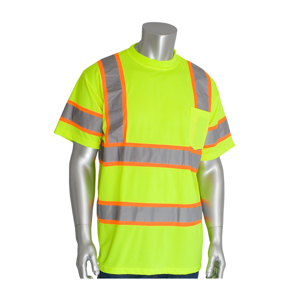 PIP® Large Hi-Viz Yellow/Hi-Viz Orange 1 Polyester/Birdseye Mesh Two-Tone Shirt