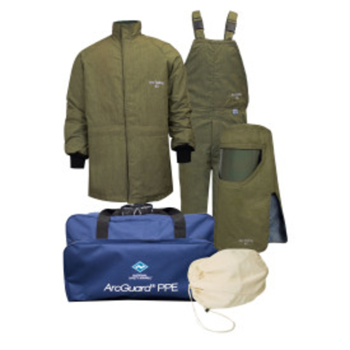 National Safety Apparel® X-Large Olive Green RevoLite™ 40 cal/cm² Flame Resistant Arc Flash Kit