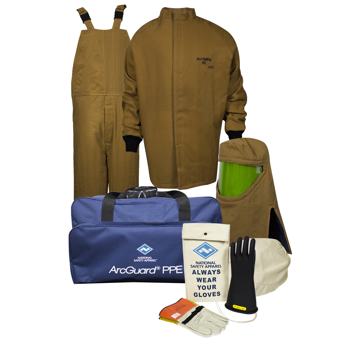 National Safety Apparel 2X Brown DuPont™ Nomex®/Kevlar® ArcGuard® Flame Resistant Arc Flash Personal Protective Equipment Kit Wi