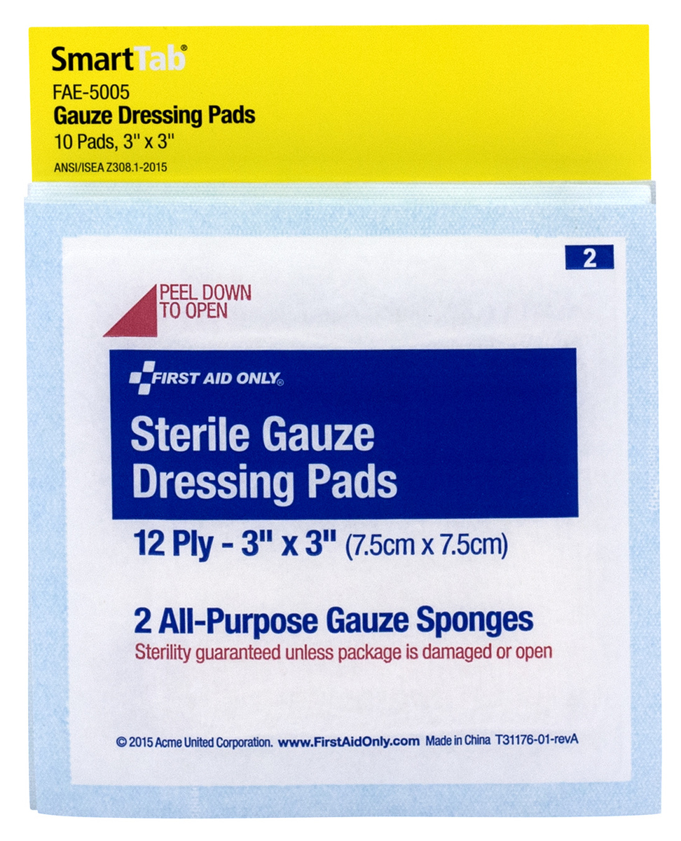 First Aid Only 3 X 3 Smart Compliance Sterile Gauze P AU3FAE5005 for sale online at autumn supply