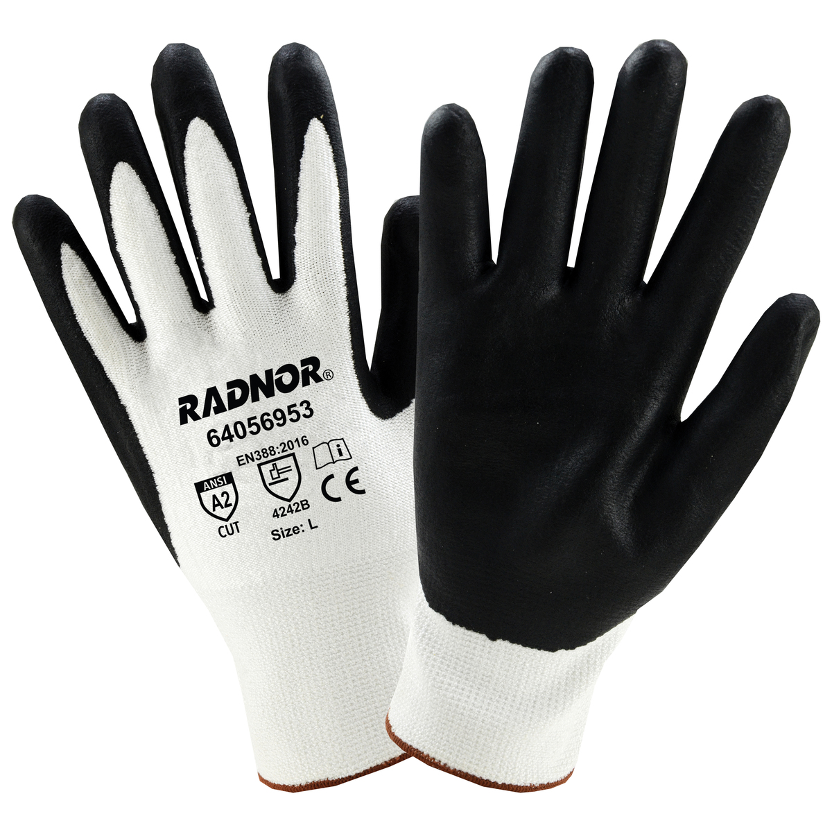 RADNOR® 2X 13 Gauge High Performance Polyethylene And Nylon Cut Resistant Gloves With Foam Nitrile Coated Palm And Fingertips