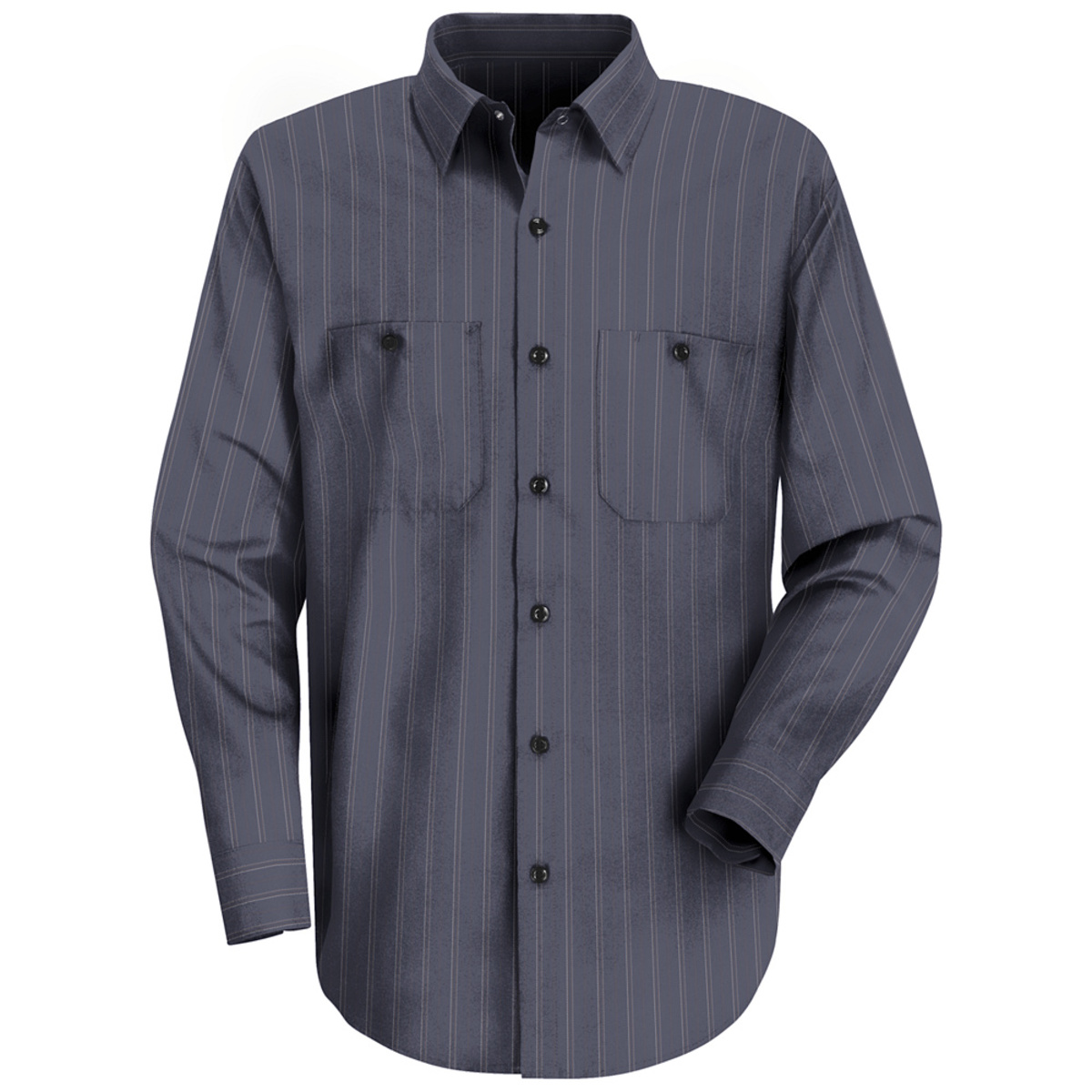 Red Kap® 2X Blue With Brown/White Stripe 4.25 Ounce Polyester/Cotton Work Shirt With Button Closure