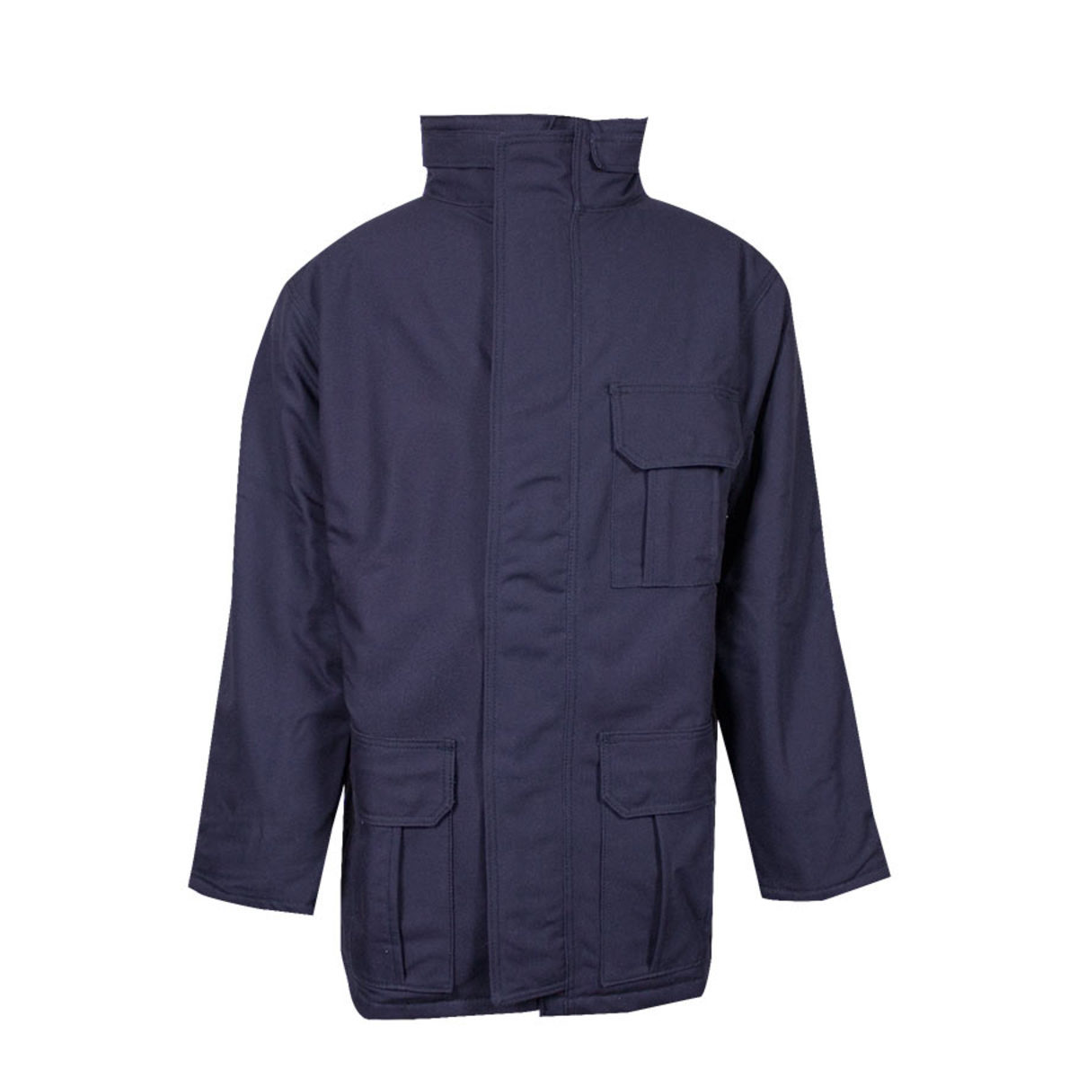 National Safety Apparel Large Regular Navy Westex UltraSoft® Duck/DWR Flame Resistant Parka FR Quilted Lining With Zipper Front