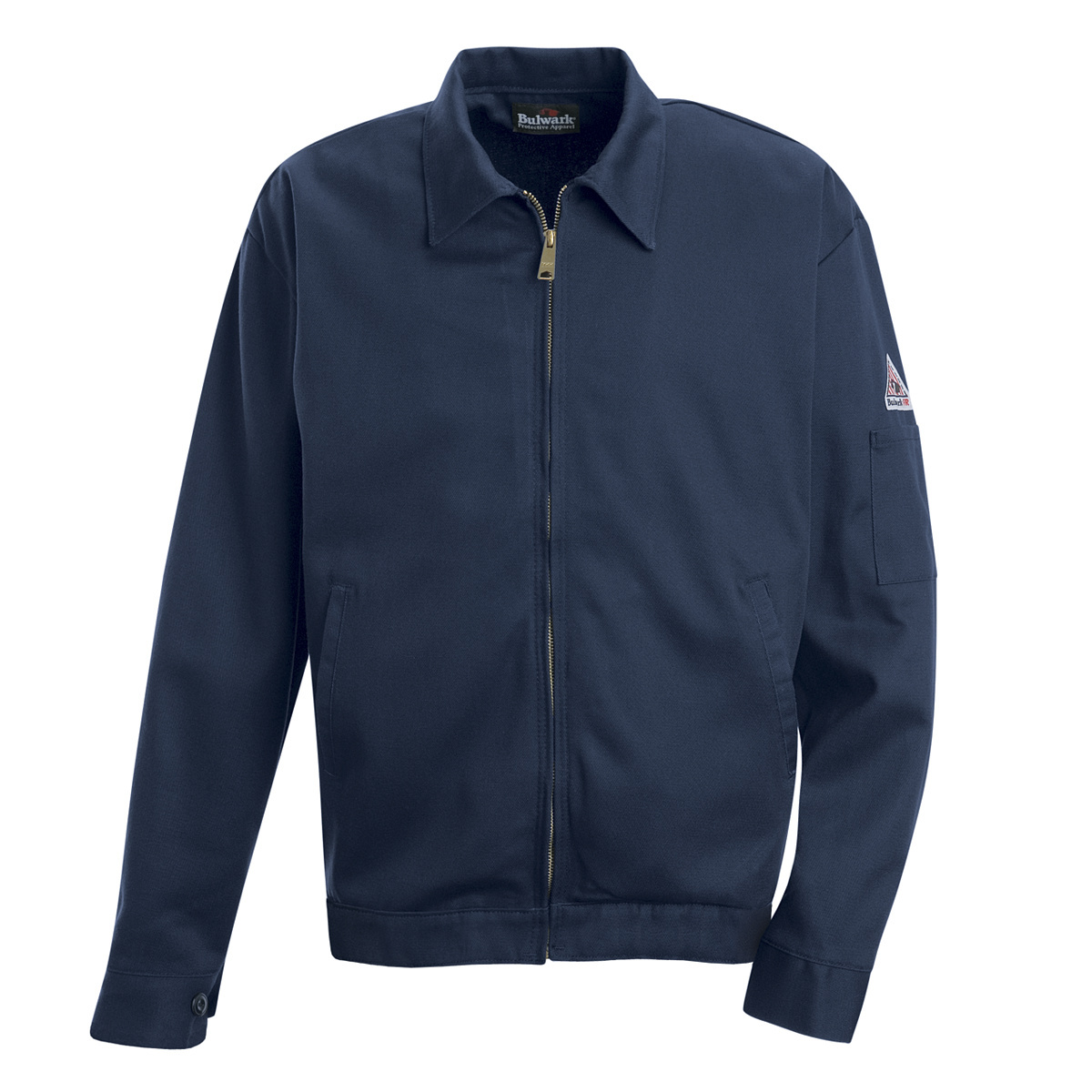 Bulwark® Large Tall Navy Blue EXCEL FR® Twill Cotton Flame Resistant Jacket With Zipper Front Closure