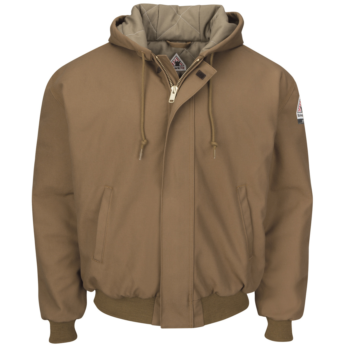 Bulwark® Large Tall Brown Cotton Duck Flame Resistant Jacket With Quilted Lining And Zipper Front Closure