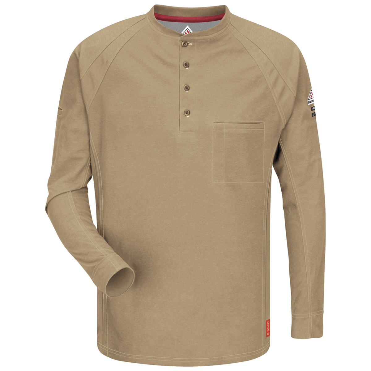 Bulwark® X-Large Regular Khaki Westex G2™ fabrics by Milliken®/Cotton/Polyester/Polyoxadiazole Flame Resistant Henley Shirt With