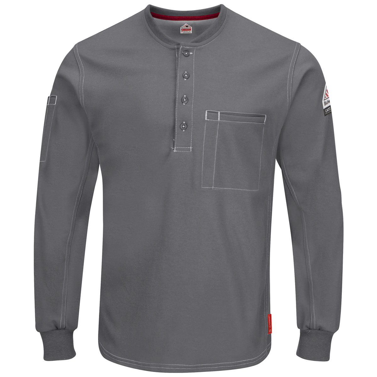 Bulwark® Large Regular Charcoal Westex G2™ fabrics by Milliken®/Cotton |Polyester Flame Resistant Henley Shirt With Button Front