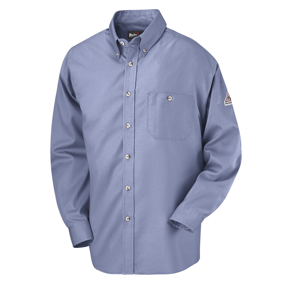 Bulwark® Large Regular Light Blue EXCEL FR® Cotton Flame Resistant Dress Shirt With Button Front Closure