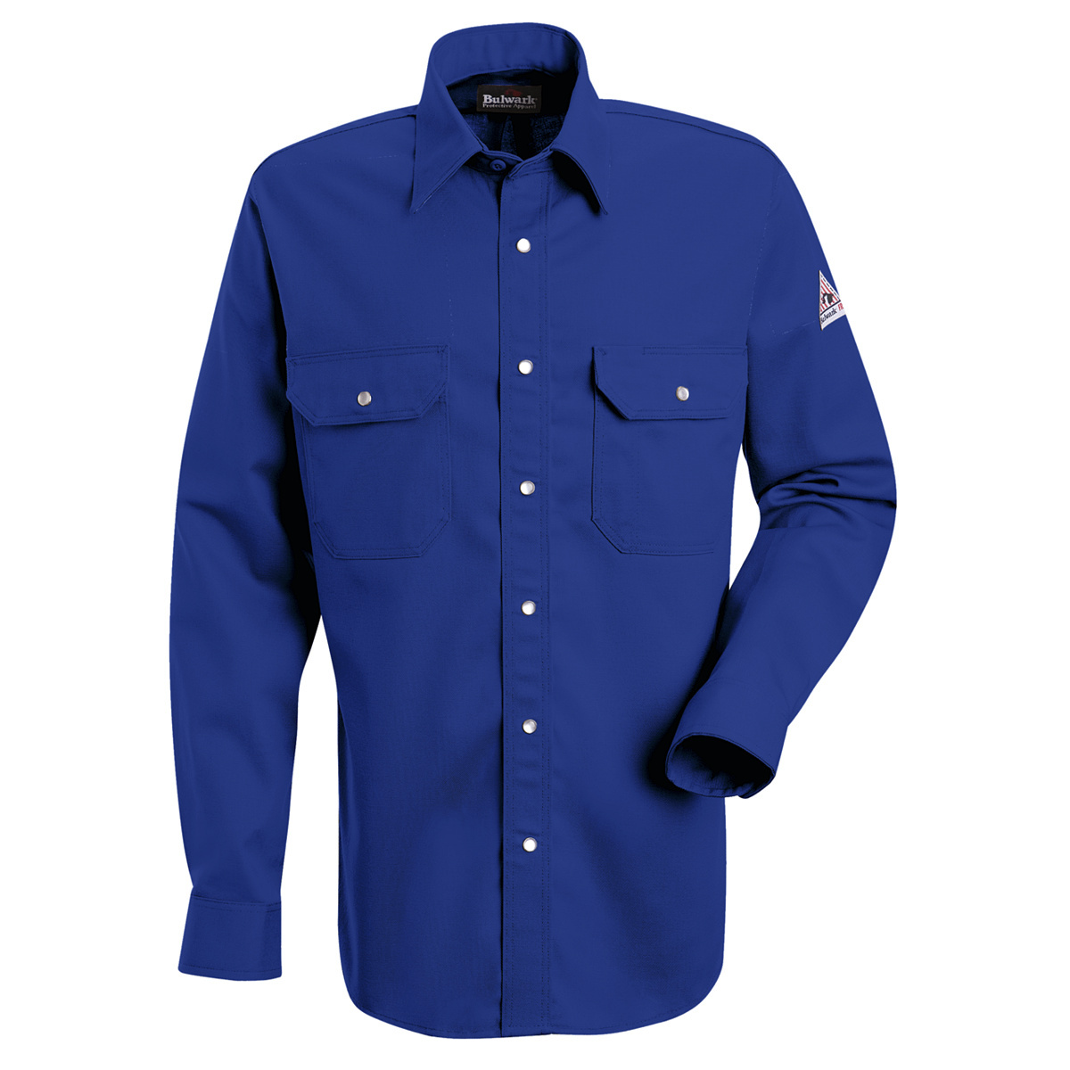 Bulwark® Small| Regular Royal Blue EXCEL FR® Cotton Flame Resistant Uniform Shirt With Snap Front Closure