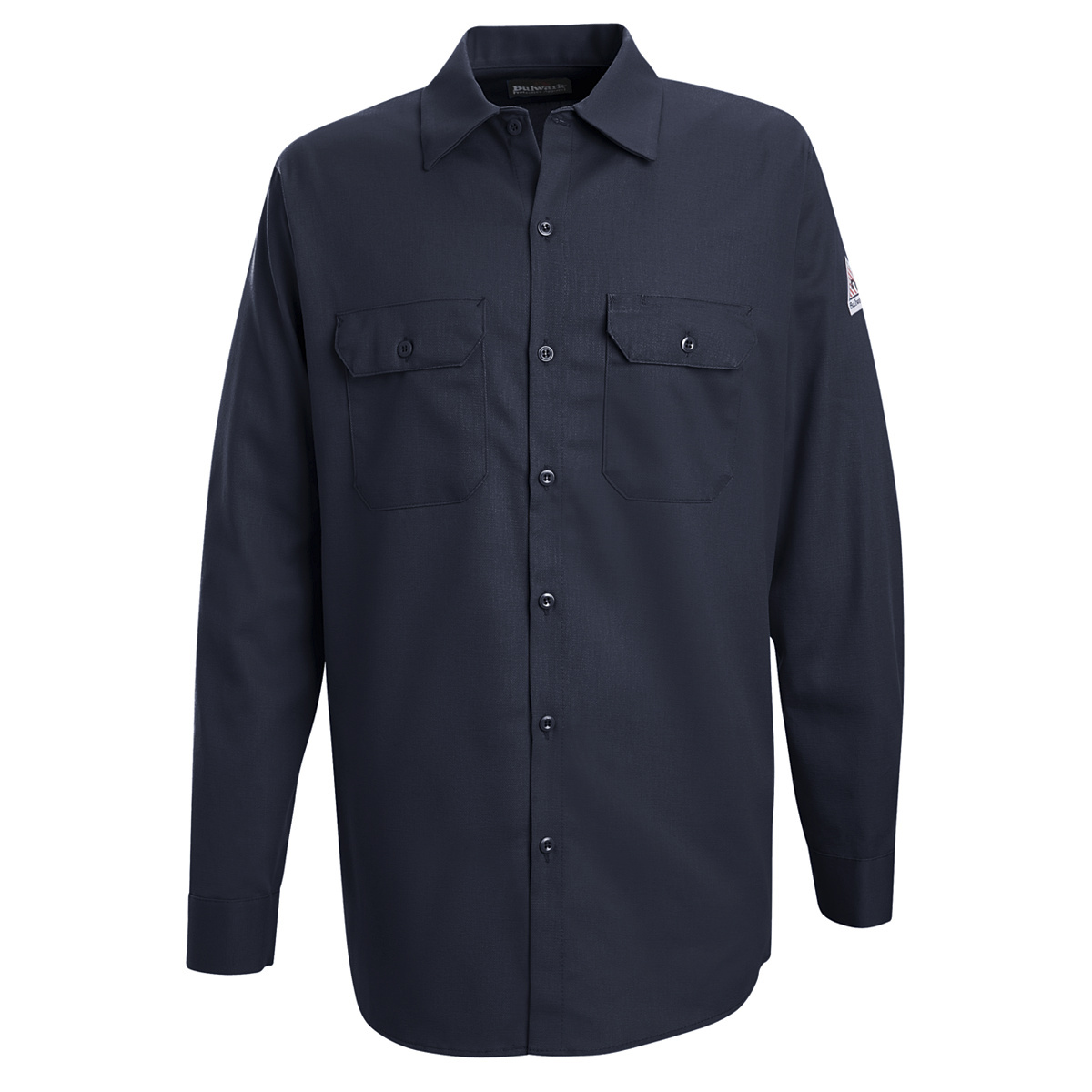 Bulwark® Medium Tall Navy Blue EXCEL FR® Cotton Flame Resistant Work Shirt With Button Front Closure