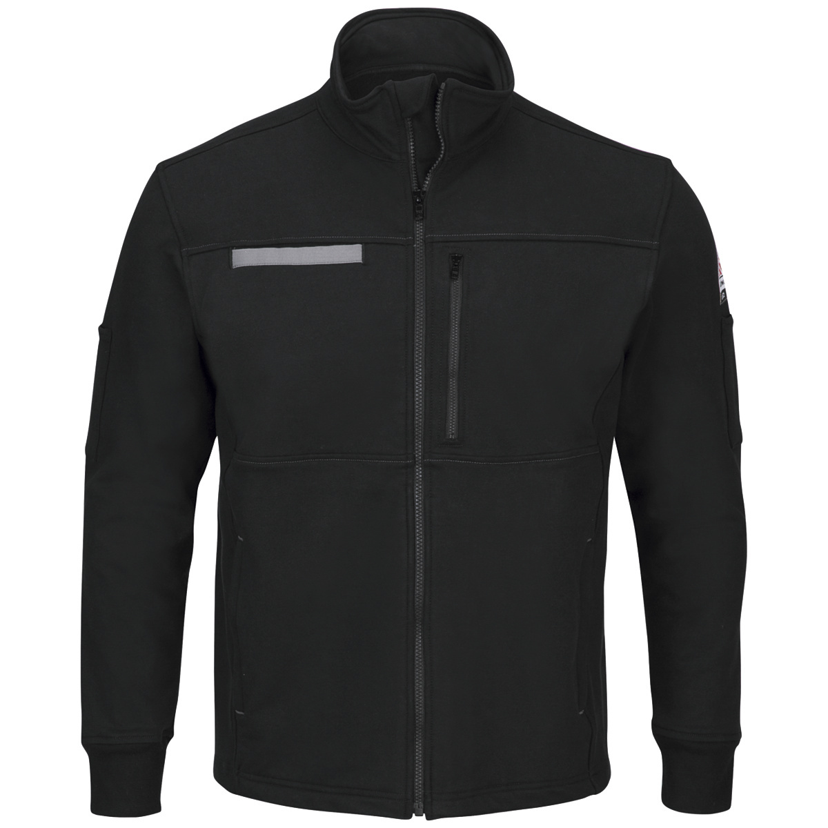 Bulwark® Medium Tall Black Cotton/Spandex Flame Resistant Jacket With Zipper Front Closure